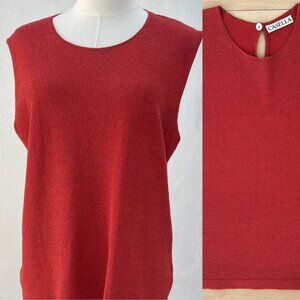 CASELLA Rust Stretch Knit Wool/Rayon Sleeveless Tank Top XL / Minimalist